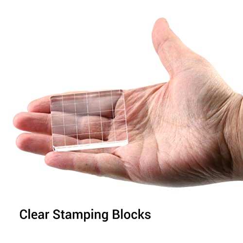 6 Pieces Stamp Block Clear Acrylic Stamping Blocks Tools Set with Grid Lines for DIY Crafts Scrapbooking Card Making Ornaments Stamping Projects
