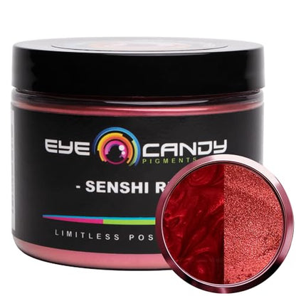 Eye Candy Pigments Premium True Red Mica Powder - Senshi Red (50gr) - for Epoxy, Resin, Soap, Paint, Woodworking, Acrylic Pouring, Bath Bombs, Fishing Lures - DIY Arts and Crafts Additive - color: Senshi Red