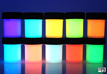 Glow in The Dark Invisible Neutral Visible GID GDV Cosmic Star Paint UV Black Light Reactive Luminous (2oz 10 Color Set)