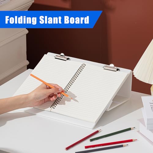 Nuanchu Folding Slant Board for Writing 14 x 12 Inch Large Slanted Clipboard Adjustable Tilted Writing Board Sloped Surface to Improve Handwriting Legibility Endurance for Office Reading(2 Pcs)