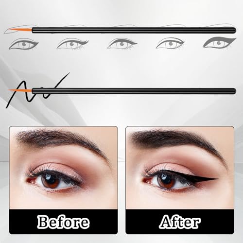 cobee 100 Pcs Disposable Eyeliner Brush Set, Cosmetic Eye Liner Applicator Ultra-fine Point Eyelash Brush Wands Cosmetic Makeup Tool for Lip Liners Eyelashes Detail Painting