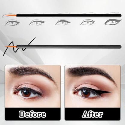 cobee 100 Pcs Disposable Eyeliner Brush Set, Cosmetic Eye Liner Applicator Ultra-fine Point Eyelash Brush Wands Cosmetic Makeup Tool for Lip Liners Eyelashes Detail Painting