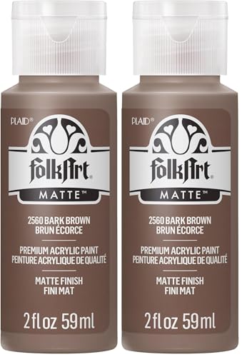 FolkArt Acrylic Paint in Assorted Colors (2 oz), 2560, Bark Brown (Pack of 2) - color: Bark Brown, size: 2 Fl Oz (Pack of 2)
