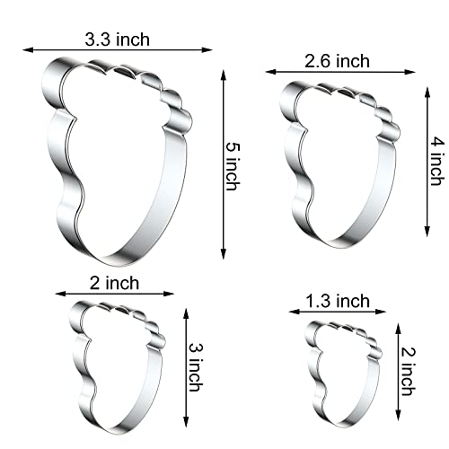Foot/Footprint/Baby Foot Cookie Cutter Set, 4 Piece, Stainless Steel - color: Baby Foot