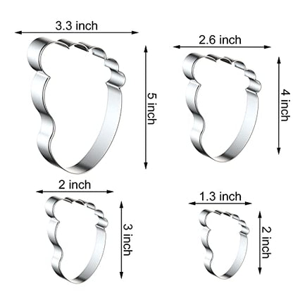 Foot/Footprint/Baby Foot Cookie Cutter Set, 4 Piece, Stainless Steel - color: Baby Foot