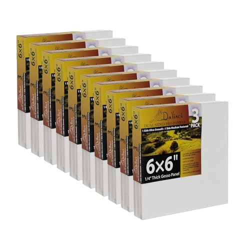 Jerry's Artarama Da Vinci Dual Sided Pro Panel Board - 30-Pack, 6x6 6mm Deep Panels for Painting - Archival, Acid-Free Art Supplies - Ultra-Smooth & Medium Textured Paint Surfaces - size: 6x6"