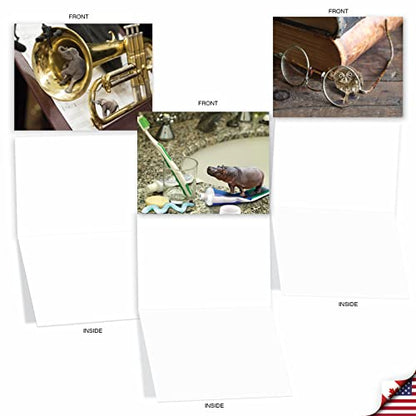 The Best Card Company - 10 Adorable Note Cards Blank (4 x 5.12 Inch) - Wildlife and Animal, Assorted Boxed Set - Minimals M6449OCB - style: Minimals