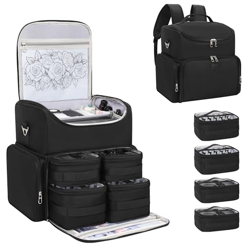 Relavel Tattoo Backpack with 4 Removable Pouches, Tattoo Travel Case with 3 Detachable Dividers, Waterproof Tattoo Carrying Case for Stencil Printer, Equipment and Supplies - Black - color: 01-black