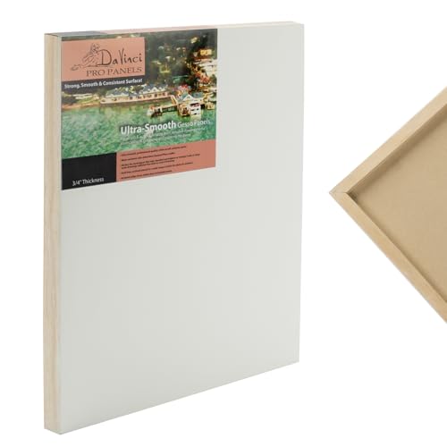 Da Vinci Pro Ultra Smooth Wood Canvas Gesso Board - 3/4" Deep, 12x16 Single White Acrylic Polymer Gesso Panels for Painting Fine Portraits and Ultra Fine Detail Illustrations and Artwork - size: 12x16"