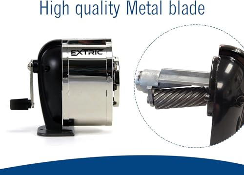 EXTRIC Pencil Sharpener Manual Desktop & Wall Mount Hand Crank Sharpeners | Works for Desktop and Wall Mount, Heavy Duty Metal Hand Crank Pencil Sharpener, 8 Size Holes for Classroom Use