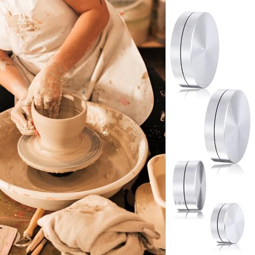 4 Pack Ceramic Clay Pottery Throwing Trimming Spinner Tool, (20 mm/25 mm/30 mm/38 mm) Silver Pottery Wheel Small Rotary Trimming Tool Suitable for Professional Potters and Clay Artists