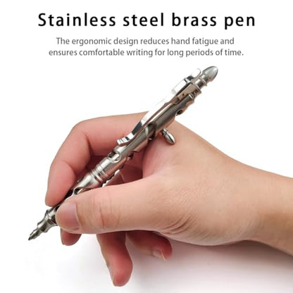 Dr. Metalleung Heavy Duty Stainless Steel Bolt Action Pen - Retractable EDC Pen with Keychain, Refillable Ink, Smooth Writing for Office & Gifts - style: structural