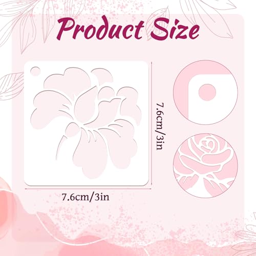 20 Pcs Flower Stencils for Crafts Reusable Flower Stencils for Painting on Wood Paintings Crafts Templates Drawing Stencil for Painting on Wood Rocks Canvas Fabric Glass Pottery