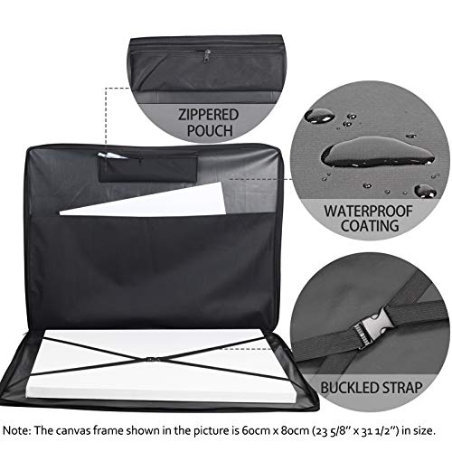 JJRING Art Portfolio Case, Wire Framed Nylon Portfolio Tote, Art Storage Bag in 37 Inches by 28 Inches, Great Carrying Bag for Artworks, Posters, Drawings, Prints(Black) - size: 37 Inches by 28 Inches