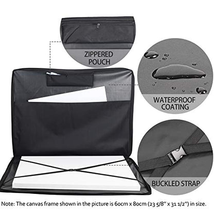 JJRING Art Portfolio Case, Wire Framed Nylon Portfolio Tote, Art Storage Bag in 37 Inches by 28 Inches, Great Carrying Bag for Artworks, Posters, Drawings, Prints(Black) - size: 37 Inches by 28 Inches