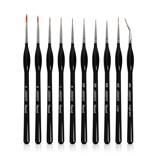 Detailing Paint Brushes 10Pcs Set, Triangular Handles, Paint by Numbers | Miniature Paint Brushes for Acrylic, Model, Watercolor, Art Painting for Figurine, Oil, Face, Paint by Numbers Kit for Adults