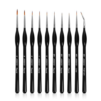 Detailing Paint Brushes 10Pcs Set, Triangular Handles, Paint by Numbers | Miniature Paint Brushes for Acrylic, Model, Watercolor, Art Painting for Figurine, Oil, Face, Paint by Numbers Kit for Adults