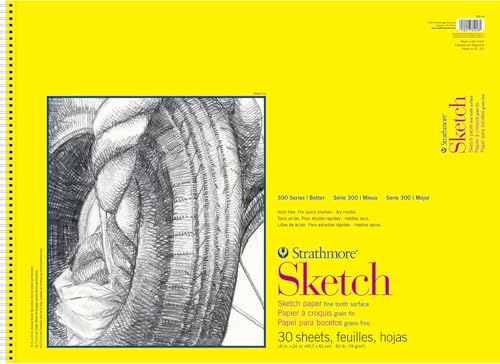 Strathmore 300 Series Sketch Pad, 18x24 inch, 30 Sheets, Side Wire - Artist Sketchbook for Drawing, Illustration, Art Class Students - size: 18x24 inch