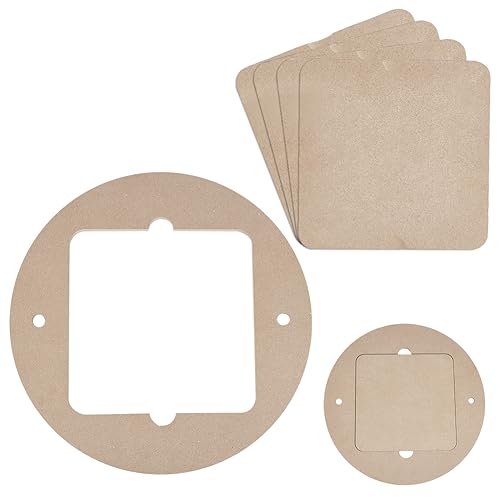 BENECREAT 11.8inch Diameter Pottery Wheel Bats with 4pcs Square Inner Bats, Pre Drilled Round Clay Throwing Bats for Potters Clay Artists Spinning Clay,Making Ceramics, 9mm Thick