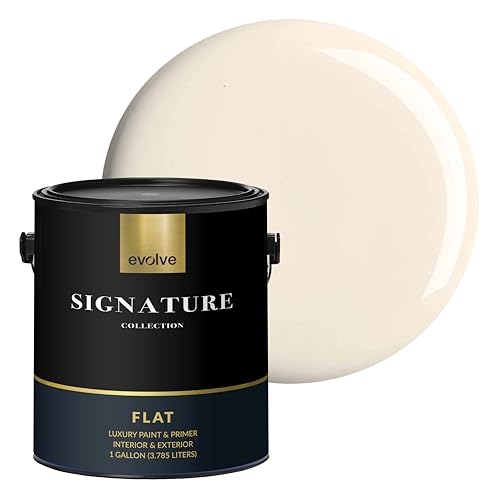 EVOLVE Signature Collection Luxury Interior Paint & Primer, Flat Sheen (Linen White), 1 Gallon – Premium One-Coat Coverage, Low VOC, Low Odor, Washable Finish for Walls, Ceilings & Trim - color: Linen White, size: 128 Fl Oz (Pack of 1)