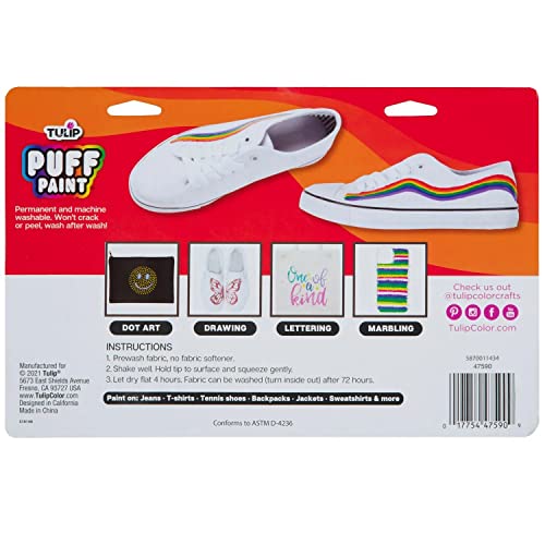 TULIP Puff Paint Essential Rainbow Colors 10-pack, Multi-Surface, Premium Quality, Nontoxic & Waterproof Craft Paint, Permanent on Fabric, 10-pack - color: Rainbow