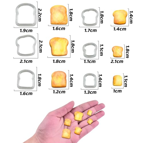 6Pcs Mini Cute Toast Slice Shape Polymer Clay Cutters for DIY Polymer Clay Micro Landscape Dollhouse House Kitchen Display Decor for Jewelry Making