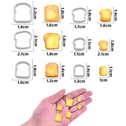 6Pcs Mini Cute Toast Slice Shape Polymer Clay Cutters for DIY Polymer Clay Micro Landscape Dollhouse House Kitchen Display Decor for Jewelry Making