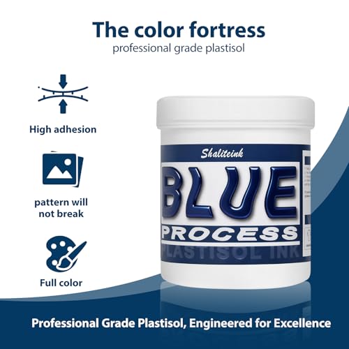 Shaliteink® Screen Printing Plastisol Ink Process Blue - Highly Opaque Screen Printing Ink for Cotton, Polyester and Other Fabrics (32oz.) - color: Process Blue, size: 32 fl oz