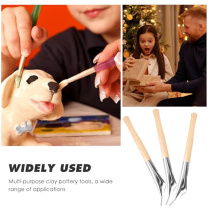 EXCEART 3Pcs Batik Tool Set Stainless Steel Carving Tools for Pottery Clay Modeling Wax Printing and Fabric Drawing DIY Sculpture Supplies
