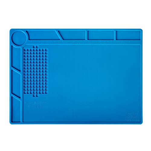 Kaisi S-130 Insulation Silicone Soldering Mat Repair Mat, Heat Resistant Silicone Work Mats 932°F with Scale Ruler and Screw Position for Soldering, CellPhone Electronics Repair, Size: 13.8 x 9.8 inch