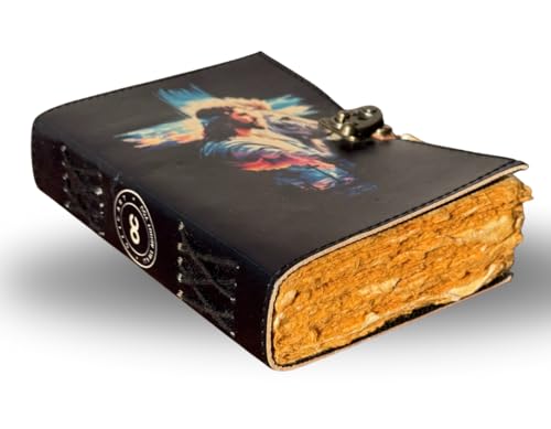 Oficart Handmade Leather Journal – Vintage Diary with Antique Lock & Eco-Friendly Cotton Paper | Celestial Notebook for Writing, Sketching, Travel, Art, Poetry, Spiritual & Gift Use (Jesus & Lion) - color: Jesus & Lion