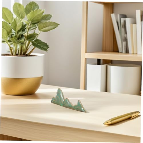 KALLORY Ceramic Calligraphy Brush Rest Holder Mountain Shape Paint Brush Organizer for Chinese Painting Artists Desktop Art Storage and Calligraphy Practice Tools