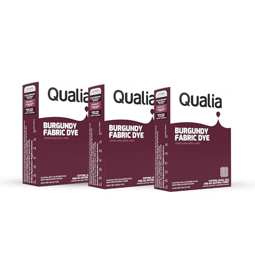 Qualia All Purpose Powder Fabric Dye, Easy to Use Dye for Natural Fabrics: Cotton, Wool, Silk, Wood, & Linen, Ultra Concentrated Colors, Burgundy, 3 Pack - color: Burgundy, size: 3