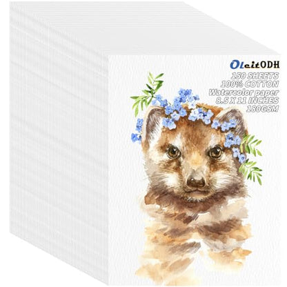 150 Sheets Watercolor Paper Bulk,White Water Color Paper for Painter Students Adults Artists Drawing-65LB/180GSM Art Paper-8.5 x 11 inch Painting & Craft Papers, Finger Paints, Watercolor, Tempera - style: 8.5x11in-65LB/180GSM