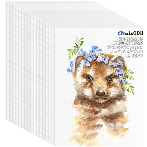 150 Sheets Watercolor Paper Bulk,White Water Color Paper for Painter Students Adults Artists Drawing-65LB/180GSM Art Paper-8.5 x 11 inch Painting & Craft Papers, Finger Paints, Watercolor, Tempera - style: 8.5x11in-65LB/180GSM