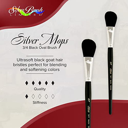 Silver Brush 5619S-034 Silver Mop Short Handle Blender Brush, Black, Oval, 3/4-Inch - size: Size - 3/4