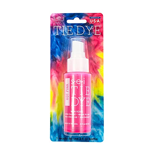 S.E.I. Hot Pink Tie Dye Spray Bottle: 2oz. Non Toxic Fabric Dye Spray, DIY Permanent Clothing Dye, Ready to Use Tie Dye Supplies - 2 Pack - color: Hot Pink, size: 2-Ounces