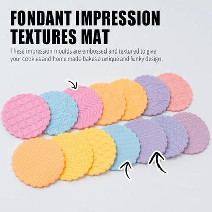 KALAIEN 3 Pack Cookie Embosser Set, Fondant Impression Mats Acrylic Embosser for Fondant Stamps, Texture Sheets for Polymer Clay, Chocolate, Cupcake Topper, Fondant Molds-Style 1 - color: Style 1