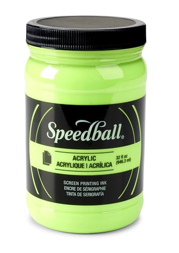 Speedball 046413 Acrylic Screen Printing Ink, 32 fl. oz, Fluorescent Lime Green - color: Flourescent Lime Green