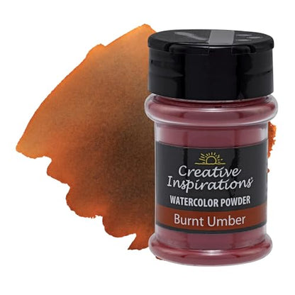 Creative Inspirations Powder Watercolor Paint - 38g Shaker Bottle, Burnt Umber - Dye-Based Water-Soluble Crystalline Pigments - Non-Toxic, Perfect for Abstract and Spontaneous Effects - color: Burnt Umber, style: Pack of 1