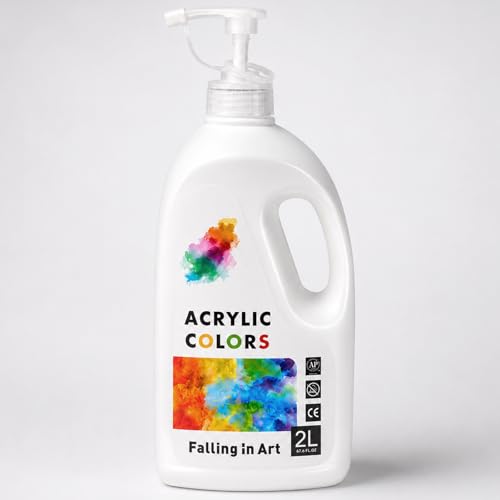 Falling in Art Titanium White Acrylic Paint, Large 67.6Oz Premium Pouring Acrylic Paint, Perfect for Canvas, Wood, Ceramic, and More - color: Titanium White