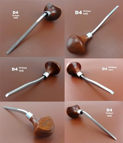 1pc D4 10-lines Printmaking Print Copperplate Woodcut Resin Board Engrave Etching Carving Palm Grip Push Out Multiple Line Gravers Scorpers Burins Knife Tools
