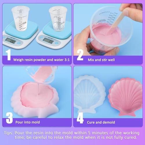 Resin Casting Powder 5000g, 20~30 Minutes Demold, Water Activated Plaster Powder for Craft Casting, Easy Mixing and Self Leveling - size: 5000g