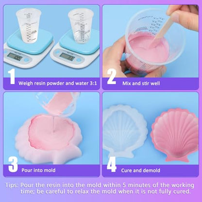 Resin Casting Powder 3000g (Packaging Upgrade), 20~30 Minutes Demold, Water Activated Plaster Powder for Craft Casting, Easy Mixing and Self Leveling - size: 3000g