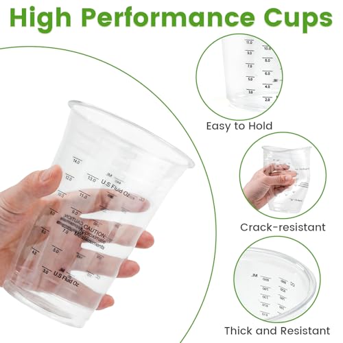 NASUBI Resin Measuring Cups Kit,32oz & 20oz Large Capacity Mixing Cup for Epoxy Resin, Paint, Stain, 2 Scales Clear Accurate Paint Mixing Cups, Disposable Cups Mixer 20Pcs 32oz & 15Pcs 20oz