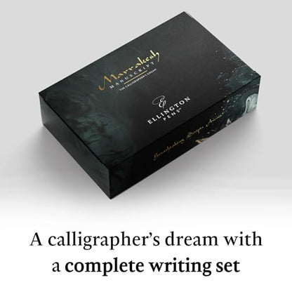 Ellington Pens Luxury Calligraphy Set - Premium Fountain Pen with 6 Nibs, 50 ml Black Ink Bottle, 6 Cartridges, Converter, Elegant Gift Box – Perfect for Drawing, Writing, Gifting (Midnight Rose)
