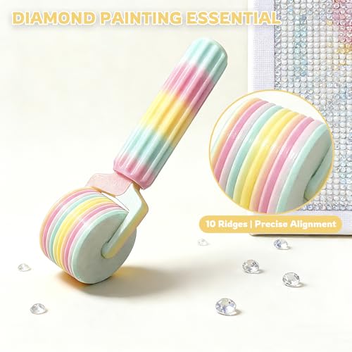 Diamond Painting Roller & Wax Pen Kit, Diamond Art Tools Set | Smooth roller and refillable wax pen help press drills firmly and pick gems faster