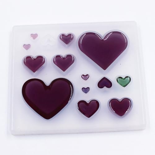 3Pcs Heart Earring Resin Mold for DIY Craft, Cavity Heart Silicone Mold for Keychain Pendant, Heart Shape Epoxy Resin Mold for Jewelry Necklace Bead and DIY Pendant Necklace,Heart Jewelry Casting Mold
