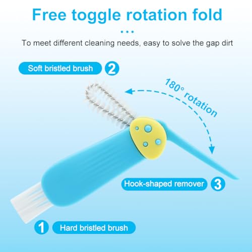 3 in 1 Multifunctional Lid Gap Cleaning Brush Set - Cup, Bottle, Sport Water Bottle (Pink, Yellow, Blue)