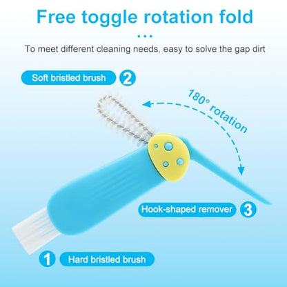 3 in 1 Multifunctional Lid Gap Cleaning Brush Set - Cup, Bottle, Sport Water Bottle (Pink, Yellow, Blue)